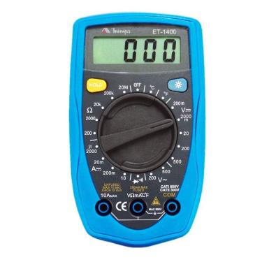 Imagem de Multímetro Digital 20 Ohms Temp Data Hold Et-1400 Minipa
