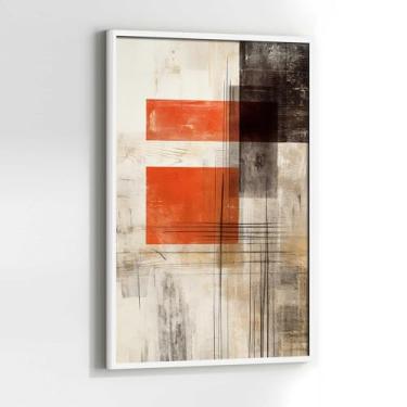 Imagem de Quadro Abstrato Moderno Vermelho e Preto com Moldura Decorativo 130x90 Sala de jantar Quarto Decoração Vertical Parede