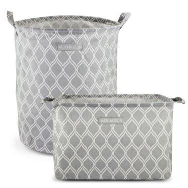 Imagem de Conjunto De Cesto Para Roupa-brinquedo E Cesto Organizador Retangular Cinza - Listrada