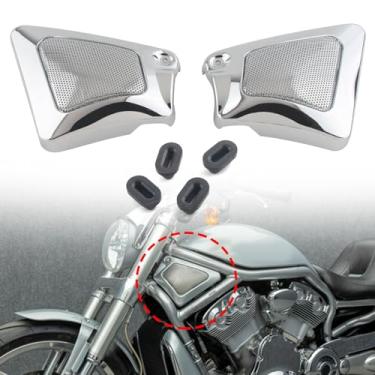 Imagem de FINMOKAL 2 peças de carenagem de tampa lateral de pescoço moldura de caixa de ar cromada esquerda e direita serve para Harley V-Rod 2002-2006 VRSCA VRSCB