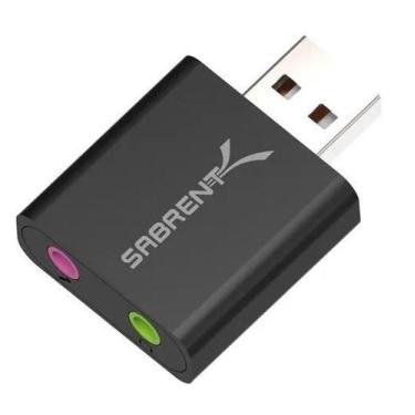 Imagem de Adaptador Áudio Mic Pc Notebook P2 P/Usb Mac Windows Sabrent