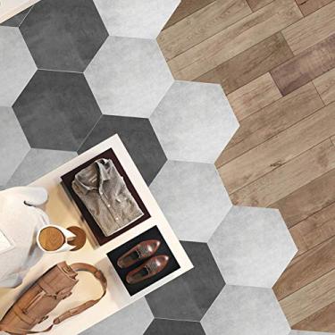 Imagem de 10 Adesivos Hexagonais Autoadesivos Impermeáveis ​​da Telha Cerâmica para a Parede e o Assoalho Cinza Escuro, Cinza Claro, Cinza e Branco