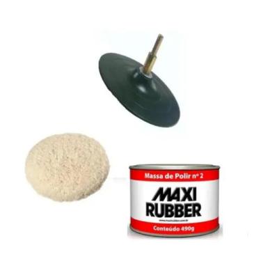 Imagem de Kit Polimento P/ Furadeira Disco + adaptador Massa 500g Boina Polir - 