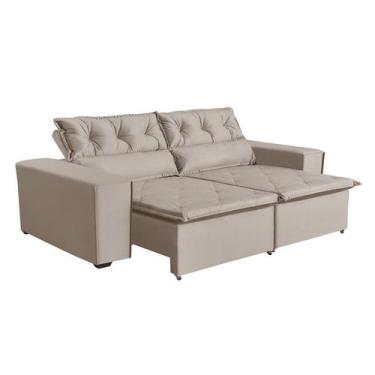 Imagem de Sofá Paraná 2,00 metros Retrátil e Reclinável  Veludo Bege  Sofá na We