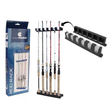 Imagem de Expositor suporte de parede rod rack para 6 varas de pesca - AquaFishi