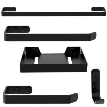 Imagem de Kit de Acessórios Para Banheiro Preto Fosco 5 Peças FS - FassinShop