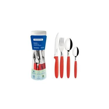 Imagem de Faqueiro Ipanema Aço Inox 24 Peças Vermelho - Tramontina, Vermelho, 24