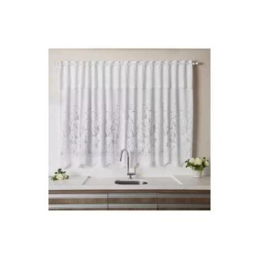 Imagem de Cortina para Cozinha Interlar 280x150 cm Renda Tulipinha com Bandô Bra
