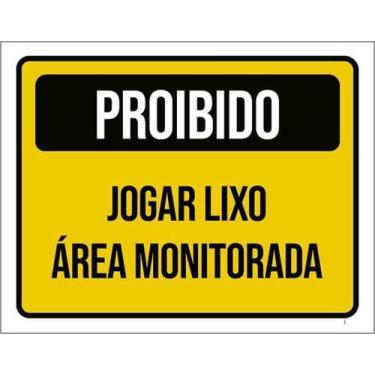 Imagem de Kit 3 Placas Sinalização Proibido Jogar Lixo Área Monitorada - Sinaliz