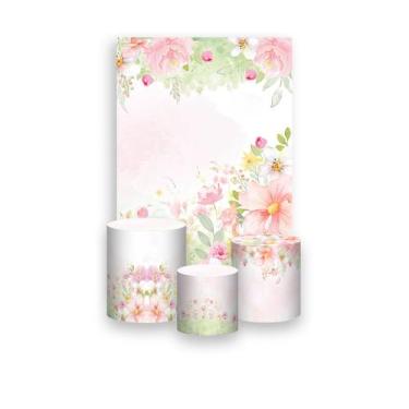 Imagem de Painel De Festa Vertical 1,50 x 2,20 + Trio De Capas Cilindro -Jardim 