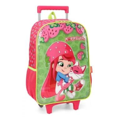 Imagem de Mochila Grande Rodinha Escolar Infantil Moranguinho Verde - Luxcel
