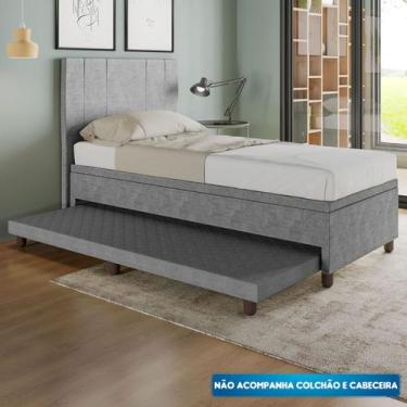 Imagem de Base Cama Box Solteirão com Cama Auxiliar Veludo - SkyBox - SKYBOX BOX