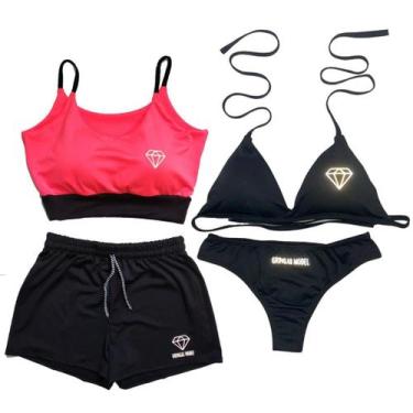 Imagem de Conjunto Duo com Bojo + Biquíni estampas refletivas - Gringas Model, R