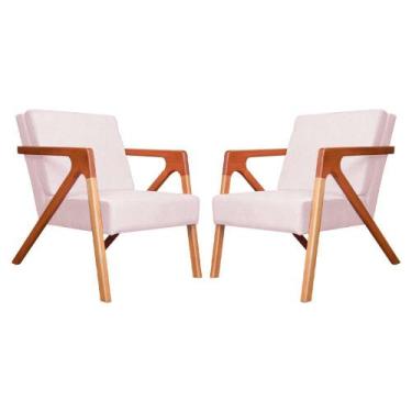 Imagem de Conjunto 2 Poltronas Monalisa Com Braços de Madeira Corano Rosa Bebe -