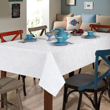 Imagem de Toalha De Mesa Limpa Fácil Dohler Retangular 6 Lugares Edite, Branco, 