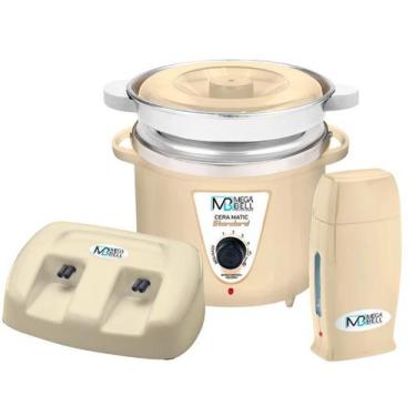 Imagem de Termocera Panela Depilação 900g c/ Refil + Base Dupla c/ 1 Rollon Bege