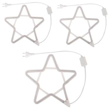 Imagem de Kit 3 Estrelas Neon Led Branco Frio Enfeite Natal Pendente - ZEIN