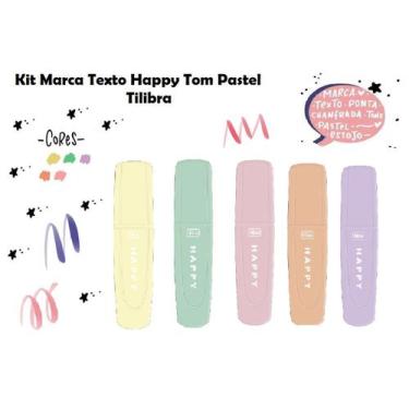 Imagem de Marca Texto Happy Tilibra Kit c/5 Cores Tom Pastel