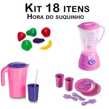 Imagem de Cozinha Infantil Suco Jarra Copo Fruta Liquidificador 18pç - Altimar