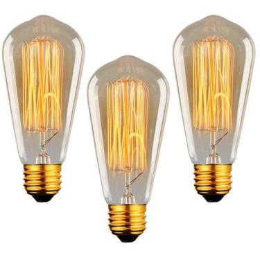 Imagem de Kit 3 Lâmpadas Retro Vintage ST64 Filamento Carbono 220v - MARRYLUZ