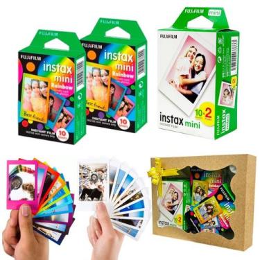 Imagem de Filme Instax Mini 20 Fotos + 20 Fotos Rainbow Com Caixa De Presente - 