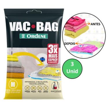 Imagem de 3 Sacos Organizador A Vácuo Médio Para Viagem Mala 45x65cm - Ordene