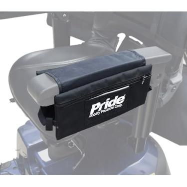 Imagem de AlveyTech Bolsa dupla de selim de 6,5 cm x 24 cm para scooter de mobilidade ou cadeira elétrica - Suporte de acessórios para cadeiras e scooters Pride Mobility como Jazzy, encaixe no apoio de braço,