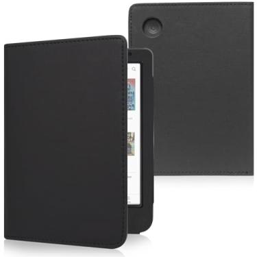 Imagem de JKhandy Capa para Kobo Clara BW (modelo N365)/Kobo Clara Color (modelo N367) versão 2024, capa protetora de couro PU com fecho magnético, tecido preto