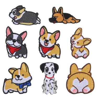 Imagem de ULTNICE 8 pçs Adesivos de Ferro em Cachorro Lindo Desenho Corgi Collie Dálmata Costurado em Remendos Decoração Bordada Filhote de Reparação Emblema Aplicação para Roupas DIY Jaquetas Mochila Jeans Bolsa Bonés Sapato