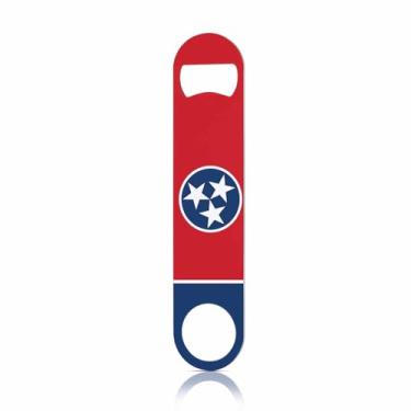 Imagem de TASDANA Abridor de garrafas de aço inoxidável com bandeira do Estado do Tennessee, unidade nacional, vermelho, azul, branco, estrelas, plano, cerveja, chaveiro, para casa, cozinha, bar, restaurante,