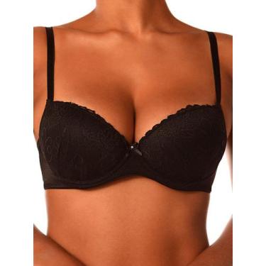 Imagem de Sutiã com aro e bojo nova gemma demillus 67249 taça b, 50, Preto