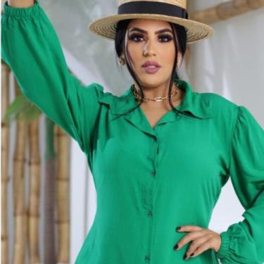 Imagem de Camisa Chemise Manga Longa Feminina com Elastico na Cintura - Mclube, 