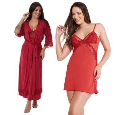 Imagem de Kit Robe Noiva Roupão Hobe Camisola Sensual Sexy Com Tule - ALTIE, Rub