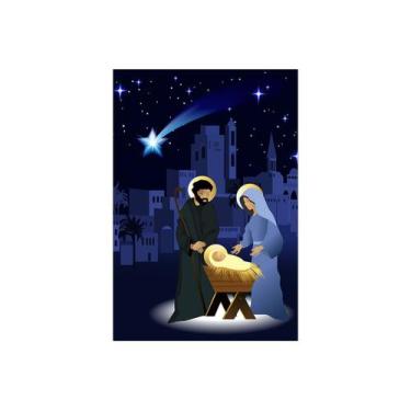 Imagem de Painel De Festa Vertical 1,50 x 2,20 -  Natal Sagrada Família Azul 002