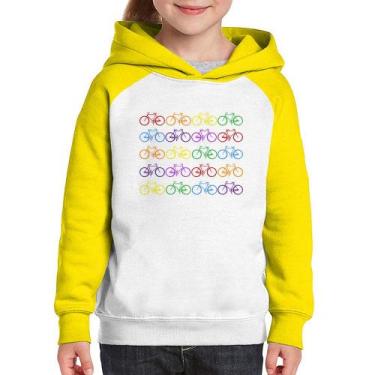 Imagem de Moletom Infantil Bicicletas Coloridas - Foca na Moda, Branco, Amarelo,