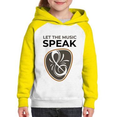 Imagem de Moletom Infantil Let the music speak - Foca na Moda, Branco, Amarelo, 