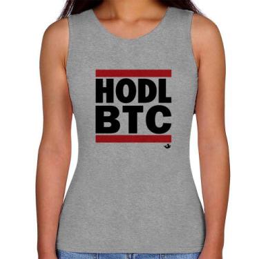 Imagem de Regata Feminina Hodl BTC - Foca na Moda, Cinza, P