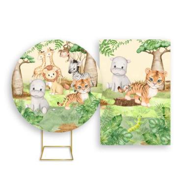Imagem de Painel De Festa Redondo 1,50x1,50 + Painel Vertical 1,50x2,20 - Safari