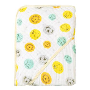 Imagem de Toalha de Banho Soft Papi Karinho c/ Capuz Amiguinhos Neutro, Amarelo,