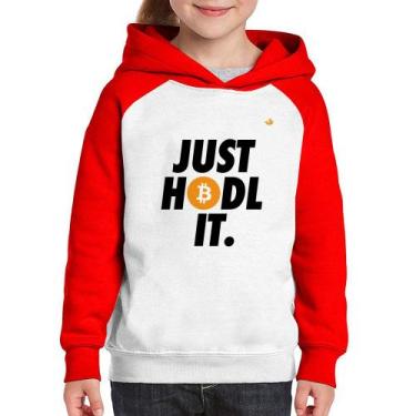 Imagem de Moletom Infantil Just hodl it - Foca na Moda, Branco, Vermelho, 10