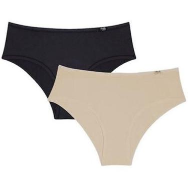 Imagem de Kit 2 Calcinhas Sloggi Midi 24547 Modelagem Alta Microfibra, M, Preto,