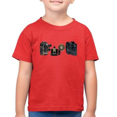 Imagem de Camiseta Algodão Infantil Câmeras Vintage - Foca na Moda, Vermelho, 14
