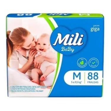 Imagem de Fralda Descartável Infantil Bebê Mili Baby Giga Tamanho M Com 88 Unida