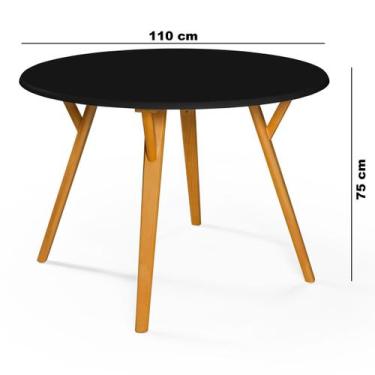 Imagem de Mesa de Jantar Redonda Liz 110cm Para 4 Cadeiras Pés Madeira - Essenci