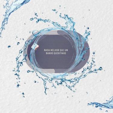 Imagem de Tapete antiderrapante Cinza Banheiro Absorve Agua com Frase 37,5x57,5c