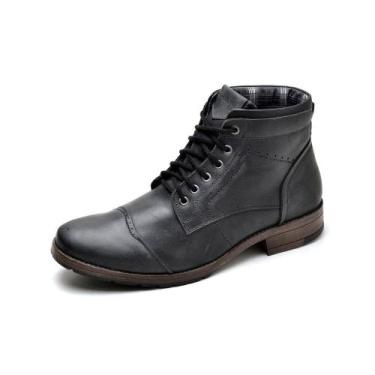 Imagem de Bota Coturno Masculino Couro Legítimo Reta Oposta - 897 - Preto, 41