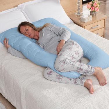 Imagem de Travesseiro + capa  gestante /amamentação / corpo - MATEUS, Azul