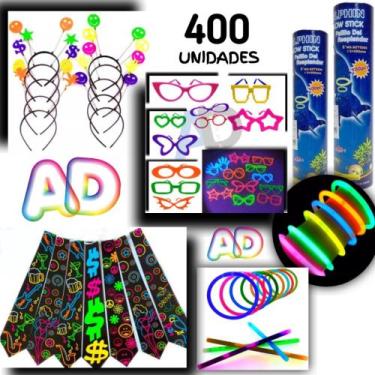 Imagem de Kit Festa 400un Óculos, Tiaras, Gravatas, Pulseira Neon, Aniversário 1