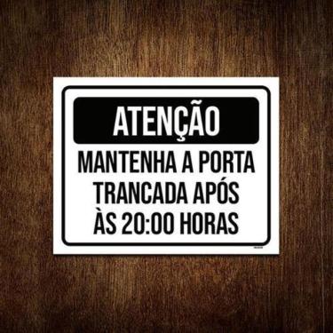 Imagem de Kit 10 Placas Atenção Mantenha Porta Fechada 20 Horas