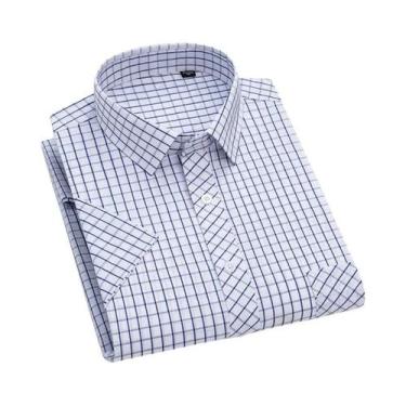 Imagem de Camisa Xadrez Masculina Plus Size 6XL - Manga Curta 100% Algodão - Pri